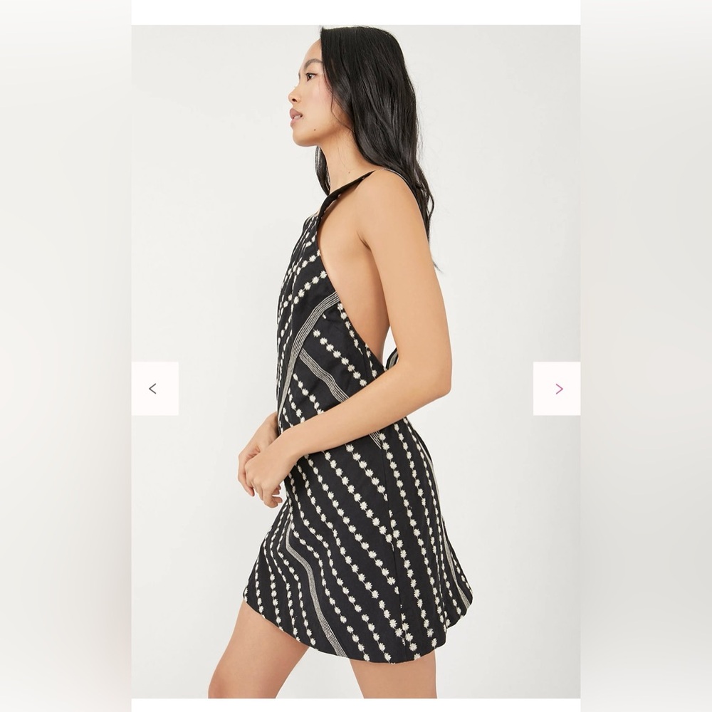 NWT Free People Juni Mini Dress Embroidered Striped Floral Halter size small